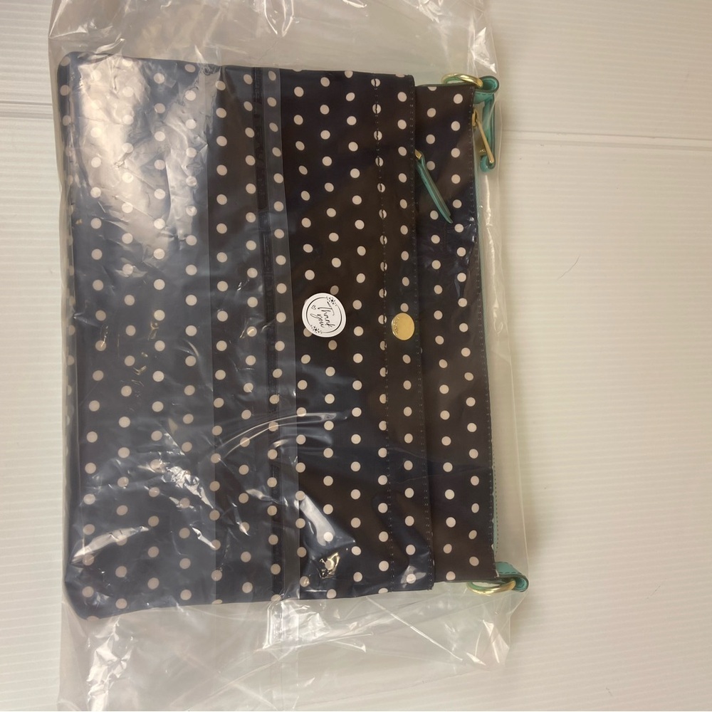 Fossil Black Polka Dot Coated Crossbody Aqua Strap Water Resistant - Picture 16 of 16